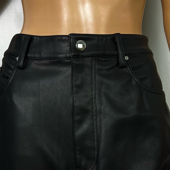 NEW WEWOREWHAT REVOLVE BLACK VEGAN LEATHER PANTS - Picture 3 of 9